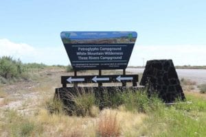 Sign for Three Rivers Petroglyph Site.