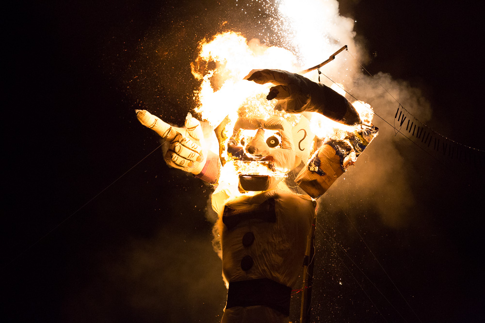 Zozobra burning in 2013. Courtesy Kiwanis Club of Santa Fe.