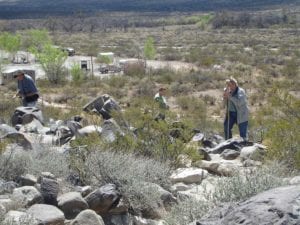 Visitors at Three Rivers Petroglyph Site.