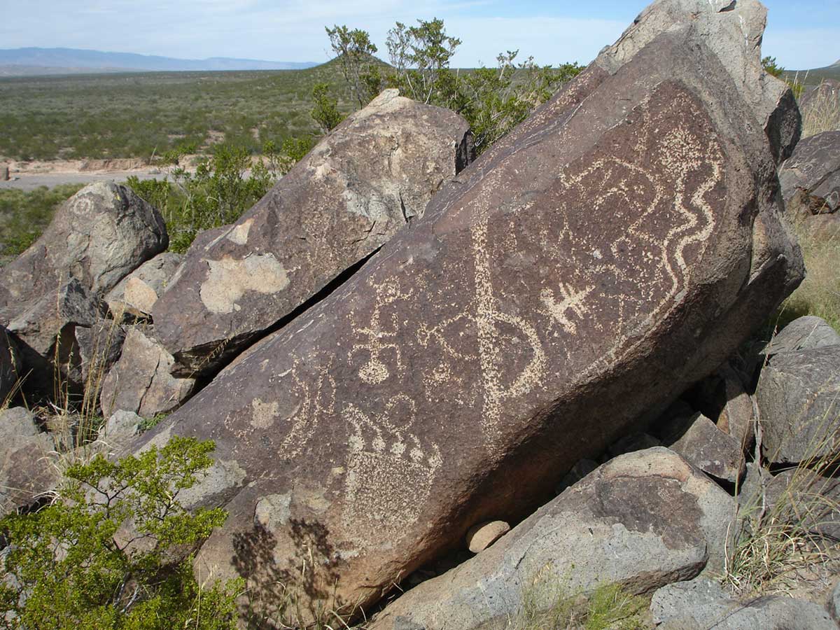 Rock at at Three Rivers Petroglyph Site