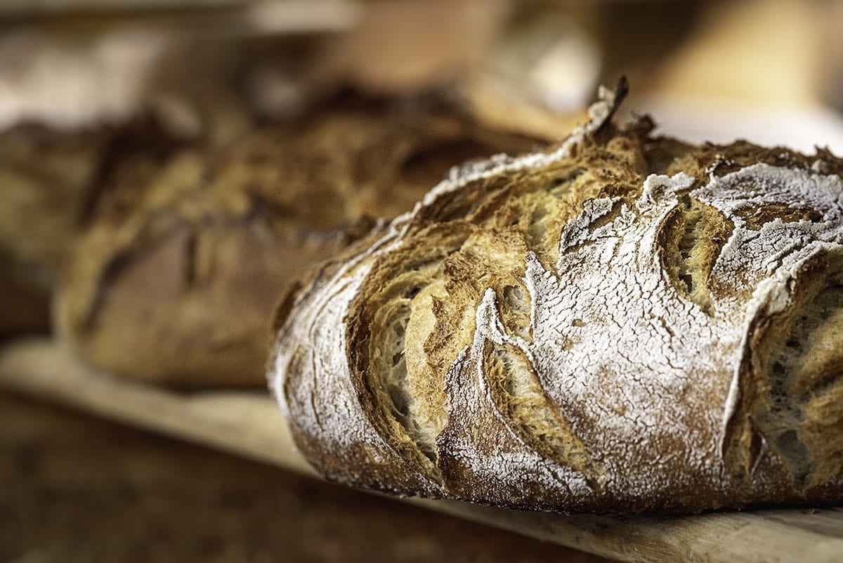 sourdough bread on a shelf