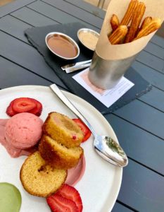 Churros and dulce de leche cake at Terra