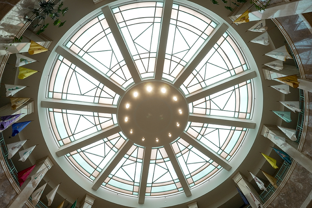 Stained glass ceiling in the Roundhouse in Santa Fe New Mexico 