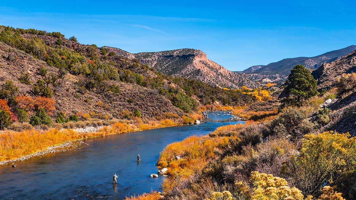 Fishing in the Rio Grande in fall.