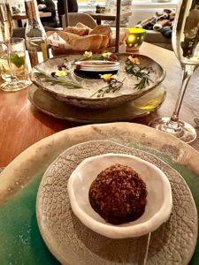 Chef Andre's fried bison tartare meatball with berry crumble. Photo by Cheryl Alters Jamison.