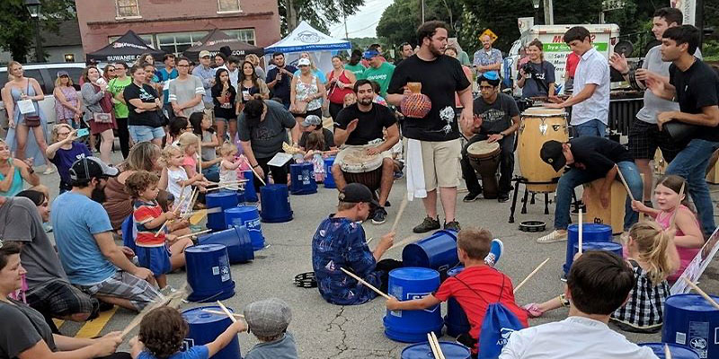Bucket drummers at Make Music Santa Fe