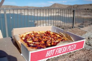 Pizza from Outer Edge overlooking the lake.