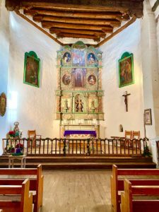 Interior of San Miguel Chapel in Santa Fe.