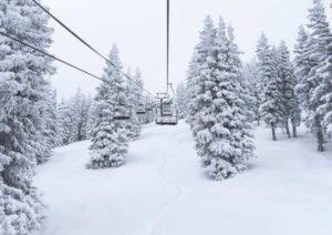Another busy day at Ski Santa Fe on a powder day, no less, under the Tesuque Peak Chair. Photo courtesy Ski SF.