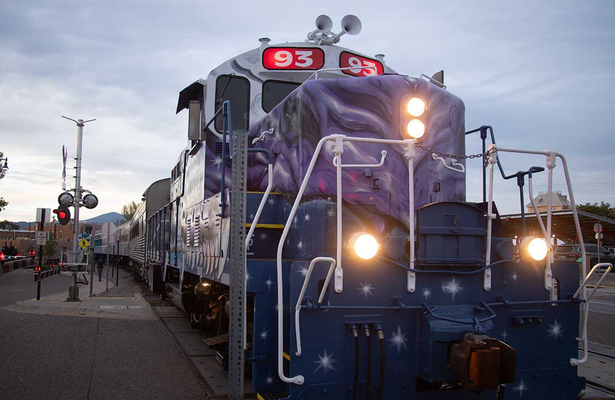 The locomotive for the Sky Railway from the front.