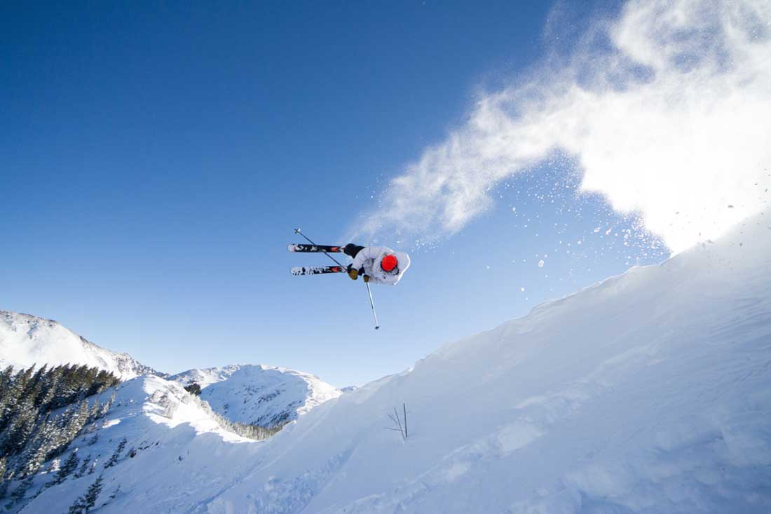 Skier in the air.