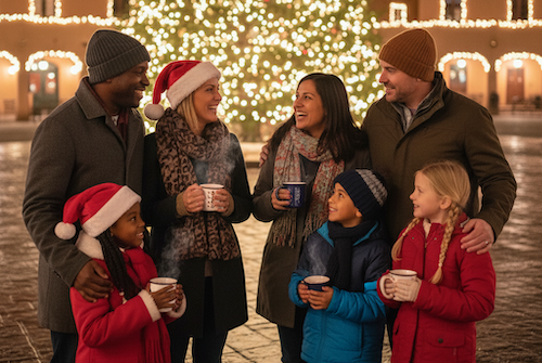 Families on the plaza