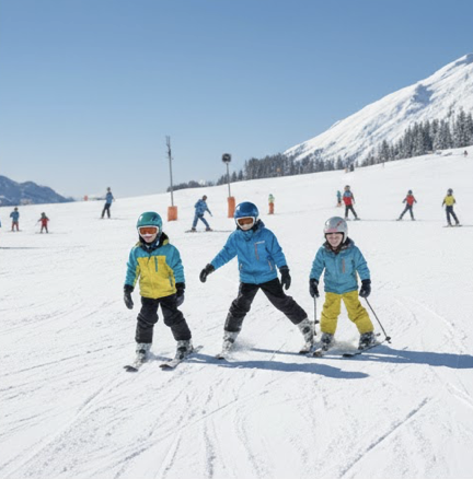Kids snow skiing